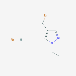 molecular formula C6H10Br2N2 B2676599 4-(bromomethyl)-1-ethyl-1H-pyrazole hydrobromide CAS No. 1989659-26-8