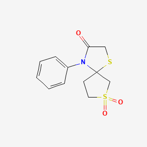molecular formula C12H13NO3S2 B2676607 4-Phenyl-1,7$l^{6}-dithia-4-azaspiro[4.4]nonane-3,7,7-trione CAS No. 880450-10-2