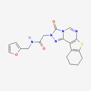 molecular formula C18H17N5O3S B2676609 N-(2-呋喃甲基)-2-(3-氧代-8,9,10,11-四氢[1]苯并噻吩[3,2-e][1,2,4]三唑并[4,3-c]嘧啶-2(3H)-基)乙酰胺 CAS No. 1357803-06-5