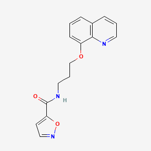 molecular formula C16H15N3O3 B2676614 N-(3-(喹啉-8-基氧基)丙基)异噁唑-5-甲酰胺 CAS No. 1235353-82-8