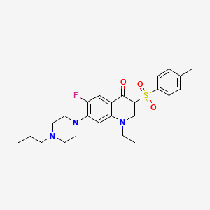 molecular formula C26H32FN3O3S B2676615 3-(2,4-Dimethylbenzenesulfonyl)-1-ethyl-6-fluoro-7-(4-propylpiperazin-1-yl)-1,4-dihydroquinolin-4-one CAS No. 892779-33-8