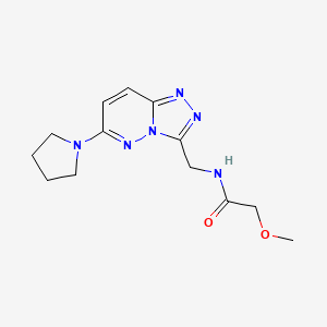 molecular formula C13H18N6O2 B2676618 2-methoxy-N-((6-(pyrrolidin-1-yl)-[1,2,4]triazolo[4,3-b]pyridazin-3-yl)methyl)acetamide CAS No. 2034323-71-0