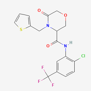 molecular formula C17H14ClF3N2O3S B2676625 N-(2-chloro-5-(trifluoromethyl)phenyl)-5-oxo-4-(thiophen-2-ylmethyl)morpholine-3-carboxamide CAS No. 1421442-73-0