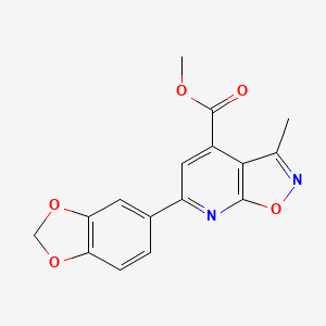 molecular formula C16H12N2O5 B2676635 Methyl 6-(1,3-benzodioxol-5-yl)-3-methyl[1,2]oxazolo[5,4-b]pyridine-4-carboxylate CAS No. 873813-37-7