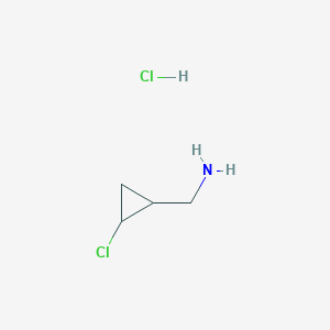 molecular formula C4H9Cl2N B2676659 (2-氯环丙基)甲胺;盐酸 CAS No. 2416228-90-3