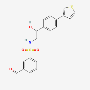 molecular formula C20H19NO4S2 B2676662 3-acetyl-N-{2-hydroxy-2-[4-(thiophen-3-yl)phenyl]ethyl}benzene-1-sulfonamide CAS No. 2097929-85-4