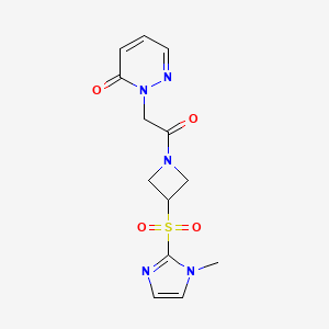 molecular formula C13H15N5O4S B2676666 2-(2-(3-((1-甲基-1H-咪唑-2-基)磺酰)氮杂双环[3.2.1]辛烷-1-基)-2-氧代乙基)吡嘧啶-3(2H)-酮 CAS No. 2309706-22-5