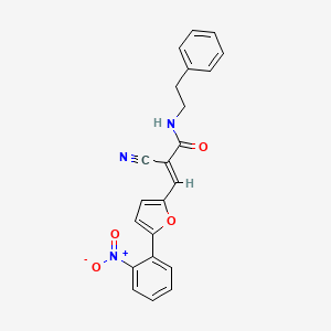 molecular formula C22H17N3O4 B2676675 (E)-2-cyano-3-(5-(2-nitrophenyl)furan-2-yl)-N-phenethylacrylamide CAS No. 468073-11-2