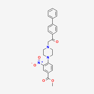 Methyl 4-[4-(2-[1,1'-biphenyl]-4-yl-2-oxoethyl)piperazino]-3-nitrobenzenecarboxylate