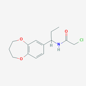 molecular formula C14H18ClNO3 B2676689 2-chloro-N-[1-(3,4-dihydro-2H-1,5-benzodioxepin-7-yl)propyl]acetamide CAS No. 1211379-20-2