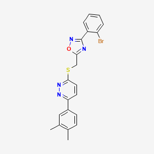 molecular formula C21H17BrN4OS B2676693 3-({[3-(2-Bromophenyl)-1,2,4-oxadiazol-5-yl]methyl}sulfanyl)-6-(3,4-dimethylphenyl)pyridazine CAS No. 1115285-74-9