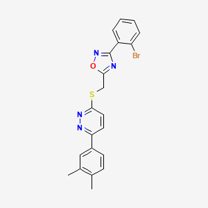 molecular formula C21H17BrN4OS B2676693 3-({[3-(2-溴苯基)-1,2,4-噁二唑-5-基]甲基}硫醚)-6-(3,4-二甲基苯基)吡啶并[1,2-a]吡啶-4-酮 CAS No. 1115285-74-9