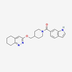 molecular formula C23H26N4O2 B2676698 (1H-indol-6-yl)(4-(((5,6,7,8-tetrahydrocinnolin-3-yl)oxy)methyl)piperidin-1-yl)methanone CAS No. 2319636-14-9