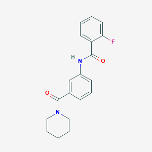 molecular formula C19H19FN2O2 B267670 2-fluoro-N-[3-(1-piperidinylcarbonyl)phenyl]benzamide 