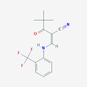 (2Z)-4,4-dimethyl-3-oxo-2-({[2-(trifluoromethyl)phenyl]amino}methylidene)pentanenitrile