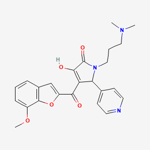 molecular formula C24H25N3O5 B2676708 1-(3-(dimethylamino)propyl)-3-hydroxy-4-(7-methoxybenzofuran-2-carbonyl)-5-(pyridin-4-yl)-1H-pyrrol-2(5H)-one CAS No. 838897-35-1