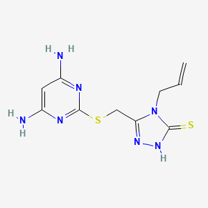 molecular formula C10H13N7S2 B2676711 4-allyl-3-(((4,6-diaminopyrimidin-2-yl)thio)methyl)-1H-1,2,4-triazole-5(4H)-thione CAS No. 780821-87-6