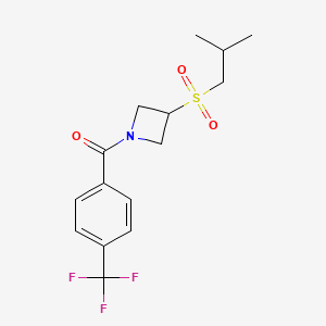 molecular formula C15H18F3NO3S B2676719 (3-(Isobutylsulfonyl)azetidin-1-yl)(4-(trifluoromethyl)phenyl)methanone CAS No. 1797885-80-3