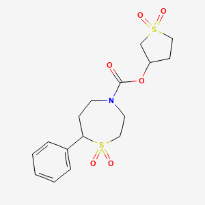 molecular formula C16H21NO6S2 B2676745 1,1-二氧代四氢噻吩-3-基7-苯基-1,4-噻吩-4-甲酸酯1,1-二氧化物 CAS No. 2310015-06-4