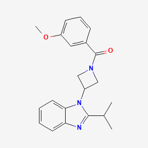 molecular formula C21H23N3O2 B2676749 (3-Methoxyphenyl)-[3-(2-propan-2-ylbenzimidazol-1-yl)azetidin-1-yl]methanone CAS No. 2415542-98-0