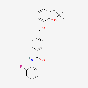 molecular formula C24H22FNO3 B2676751 4-[(2,2-dimethyl-3H-1-benzofuran-7-yl)oxymethyl]-N-(2-fluorophenyl)benzamide CAS No. 941948-05-6