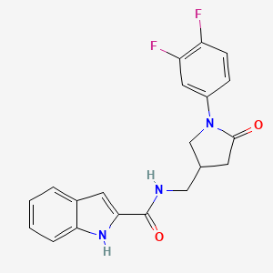 molecular formula C20H17F2N3O2 B2676753 N-{[1-(3,4-difluorophenyl)-5-oxopyrrolidin-3-yl]methyl}-1H-indole-2-carboxamide CAS No. 2415490-12-7