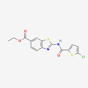 molecular formula C15H11ClN2O3S2 B2676760 乙酸2-(5-氯噻吩-2-基甲酰基)苯并[d]噻唑-6-甲酸酯 CAS No. 888409-55-0