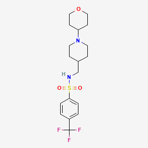 molecular formula C18H25F3N2O3S B2676778 N-((1-(tetrahydro-2H-pyran-4-yl)piperidin-4-yl)methyl)-4-(trifluoromethyl)benzenesulfonamide CAS No. 2034239-96-6