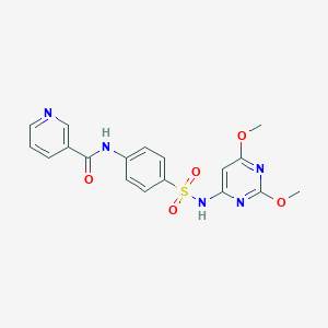 molecular formula C18H17N5O5S B267678 N-(4-{[(2,6-dimethoxy-4-pyrimidinyl)amino]sulfonyl}phenyl)nicotinamide 