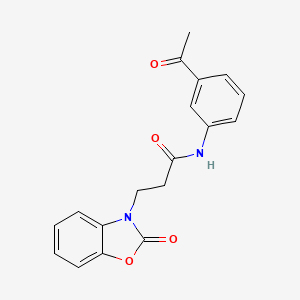 molecular formula C18H16N2O4 B2676785 N-(3-Acetyl-phenyl)-3-(2-oxo-benzooxazol-3-yl)-propionamide CAS No. 851989-23-6