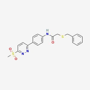 molecular formula C20H19N3O3S2 B2676786 2-(苄硫)-N-(4-(6-(甲磺基)吡啶-3-基)苯基)乙酰胺 CAS No. 921796-19-2