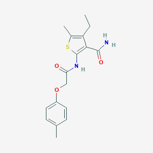 molecular formula C17H20N2O3S B267680 4-Ethyl-5-methyl-2-{[(4-methylphenoxy)acetyl]amino}-3-thiophenecarboxamide 