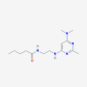 molecular formula C14H25N5O B2676820 N-(2-((6-(二甲胺)-2-甲基嘧啶-4-基)氨基)乙基)戊酰胺 CAS No. 1203319-33-8