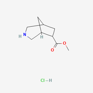 molecular formula C9H16ClNO2 B2676822 甲基 3-氮杂双环[3.2.1]辛烷-6-羧酸酯；盐酸 CAS No. 2253640-69-4