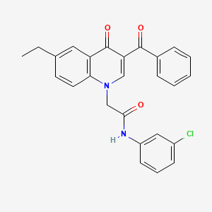 molecular formula C26H21ClN2O3 B2676827 2-(3-benzoyl-6-ethyl-4-oxoquinolin-1(4H)-yl)-N-(3-chlorophenyl)acetamide CAS No. 895653-28-8