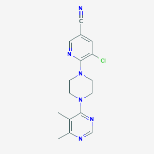 molecular formula C16H17ClN6 B2676831 5-Chloro-6-[4-(5,6-dimethylpyrimidin-4-yl)piperazin-1-yl]pyridine-3-carbonitrile CAS No. 2380071-08-7