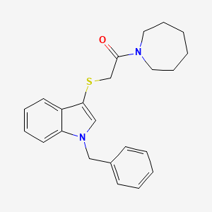 molecular formula C23H26N2OS B2676832 1-(azepan-1-yl)-2-((1-benzyl-1H-indol-3-yl)thio)ethanone CAS No. 681273-50-7