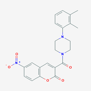 molecular formula C22H21N3O5 B2676834 3-{[4-(2,3-Dimethylphenyl)piperazinyl]carbonyl}-6-nitrochromen-2-one CAS No. 868153-37-1