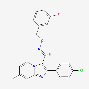 molecular formula C22H17ClFN3O B2676857 2-(4-氯苯基)-7-甲基咪唑并[1,2-a]吡啶-3-甲醛 O-(3-氟苯甲基)肟 CAS No. 478257-39-5