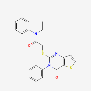 molecular formula C24H23N3O2S2 B2676884 N-ethyl-N-(3-methylphenyl)-2-{[3-(2-methylphenyl)-4-oxo-3,4-dihydrothieno[3,2-d]pyrimidin-2-yl]sulfanyl}acetamide CAS No. 1291859-94-3