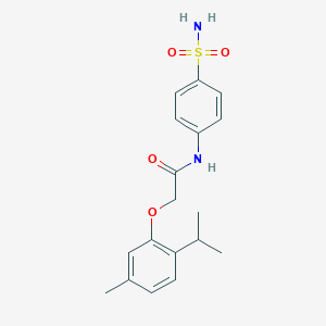 molecular formula C18H22N2O4S B267689 N-[4-(aminosulfonyl)phenyl]-2-(2-isopropyl-5-methylphenoxy)acetamide 