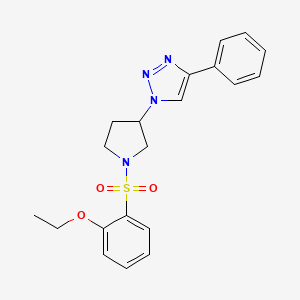 molecular formula C20H22N4O3S B2676890 1-(1-((2-ethoxyphenyl)sulfonyl)pyrrolidin-3-yl)-4-phenyl-1H-1,2,3-triazole CAS No. 2034290-88-3