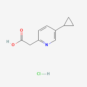 molecular formula C10H12ClNO2 B2676902 2-(5-Cyclopropylpyridin-2-yl)acetic acid hydrochloride CAS No. 2197055-09-5
