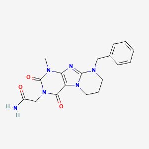 molecular formula C18H20N6O3 B2676911 2-(9-benzyl-1-methyl-2,4-dioxo-7,8-dihydro-6H-purino[7,8-a]pyrimidin-3-yl)acetamide CAS No. 850800-38-3