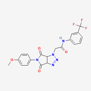 molecular formula C20H16F3N5O4 B2676925 2-(5-(4-methoxyphenyl)-4,6-dioxo-4,5,6,6a-tetrahydropyrrolo[3,4-d][1,2,3]triazol-1(3aH)-yl)-N-(3-(trifluoromethyl)phenyl)acetamide CAS No. 1052614-62-6