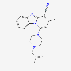 molecular formula C21H23N5 B2676931 3-甲基-1-[4-(2-甲基丙-2-烯基)哌嗪-1-基]吡啶并[1,2-a]苯并咪唑-4-碳腈 CAS No. 305333-66-8