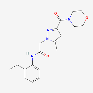 molecular formula C19H24N4O3 B2676933 N-(2-乙基苯基)-2-(5-甲基-3-(吗啉-4-甲酰)-1H-吡唑-1-基)乙酰胺 CAS No. 1170412-95-9