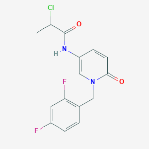 molecular formula C15H13ClF2N2O2 B2676936 2-Chloro-N-[1-[(2,4-difluorophenyl)methyl]-6-oxopyridin-3-yl]propanamide CAS No. 2411202-04-3