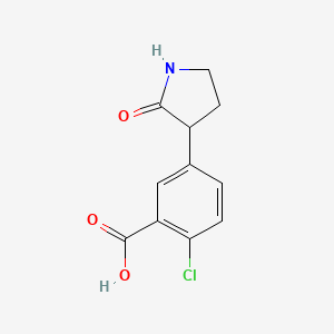 molecular formula C11H10ClNO3 B2676946 2-Chloro-5-(2-oxopyrrolidin-3-yl)benzoic acid CAS No. 2470438-44-7