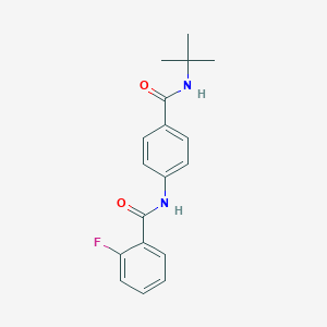 molecular formula C18H19FN2O2 B267696 N-{4-[(tert-butylamino)carbonyl]phenyl}-2-fluorobenzamide 